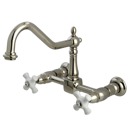 Heritage Wall Mount Kitchen Faucet in Polished Nickel