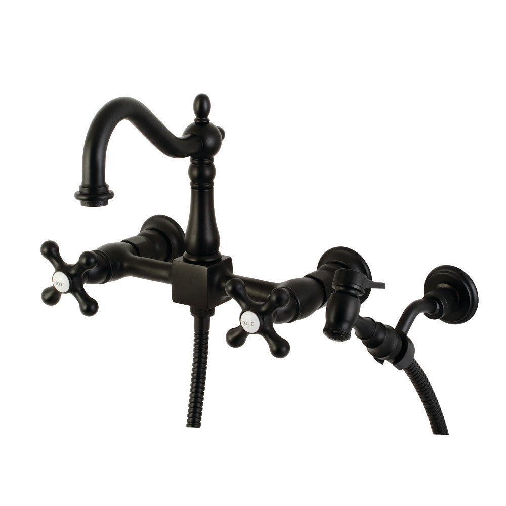 Heritage Wall Mount Kitchen Faucet in Matte Black