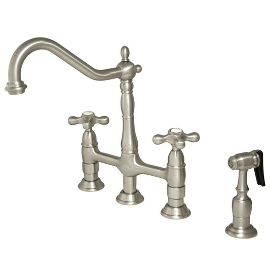 Heritage Bridge Kitchen Faucet in Brushed Nickel