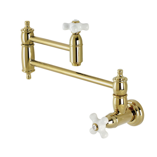Restoration Pot Filler Faucet in Polished Brass