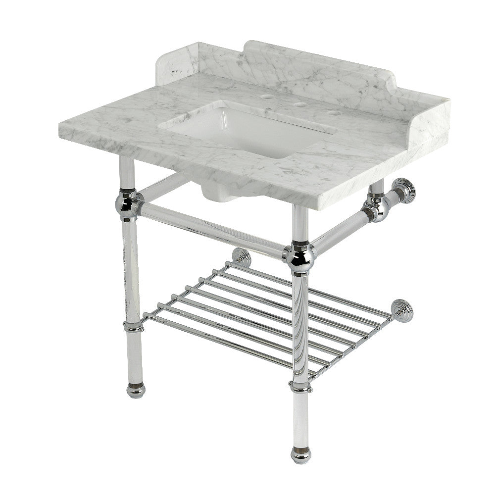 Pemberton 30 Inch Console Sink in Carrara Marble