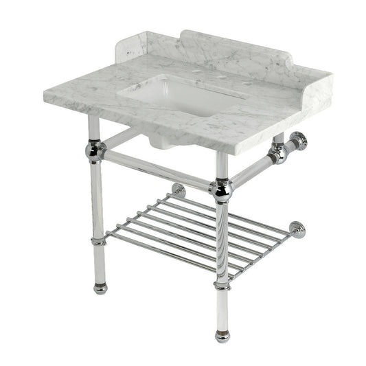 Pemberton 30 Inch Console Sink in Carrara Marble