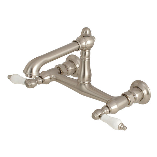 English Country Wall-Mount Bathroom Faucet in Brushed Nickel