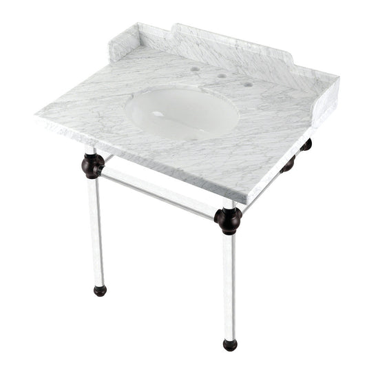 Pemberton 30 Inch Console Sink in Carrara Marble