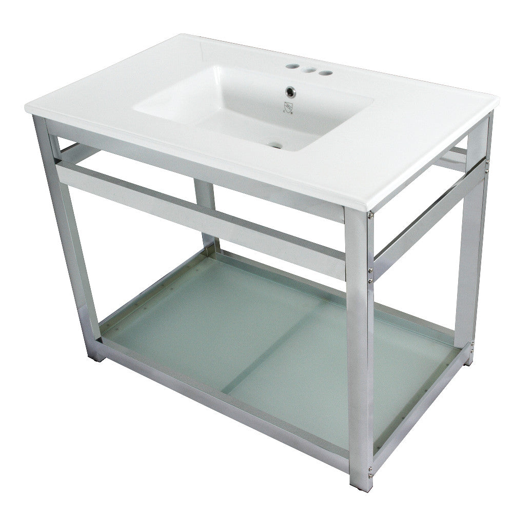 Quadras 37.38 Inch Console Sink in White