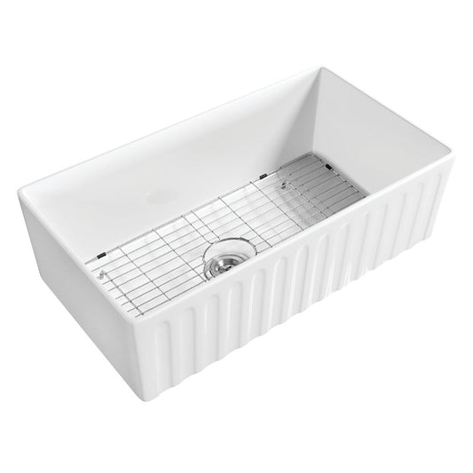Kaolin 33.06 Inch Farmhouse Kitchen Sink in White