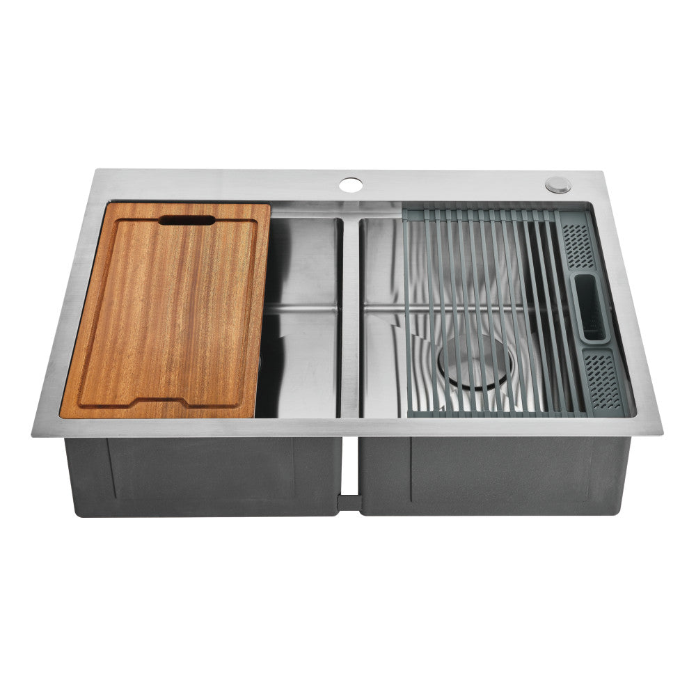 Uptowne 33 Inch Dual-Mount Sink in Brushed Stainless