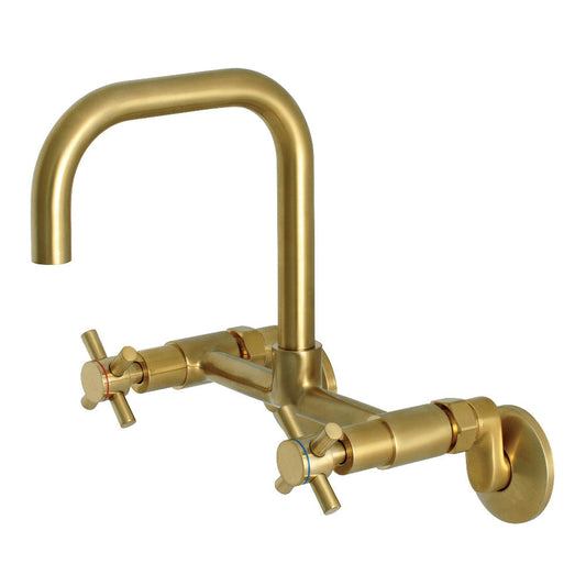 Concord Wall Mount Kitchen Faucet in Brushed Brass