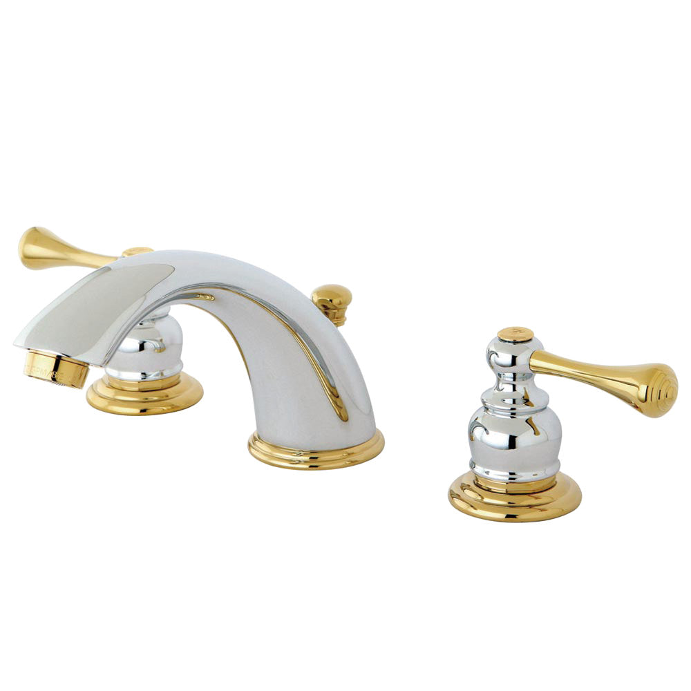 Vintage Widespread Bathroom Faucet in Polished Chrome/Polished Brass