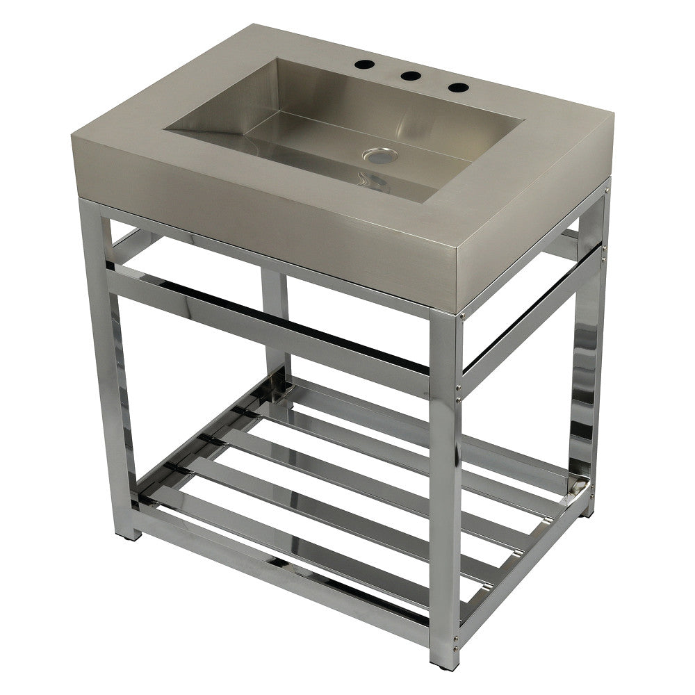 Kingston Commercial 31 Inch Console Sink in Brushed Chrome