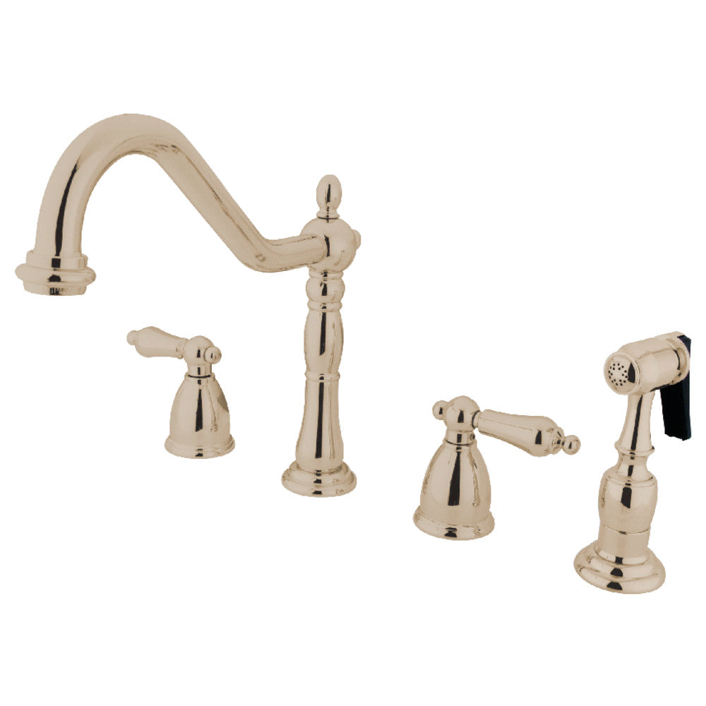 Heritage Widespread Kitchen Faucet in Polished Nickel
