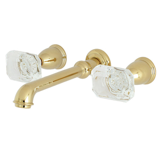 Krystal Onyx Wall-Mount Bathroom Faucet in Polished Brass