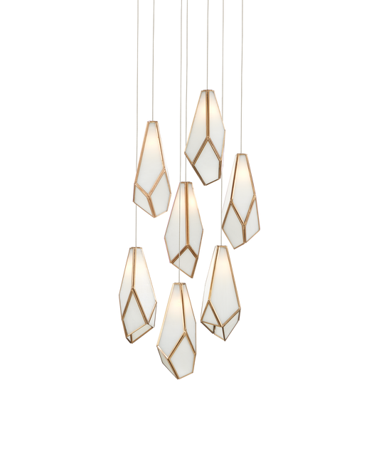 Glace White 7-Light Round Multi-Drop Pendant