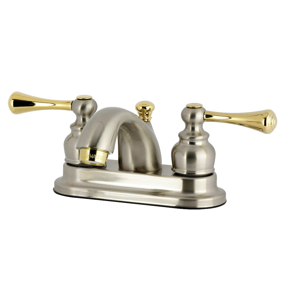 Vintage 4 Inch Centerset Bathroom Faucet in Brushed Nickel/Polished Brass