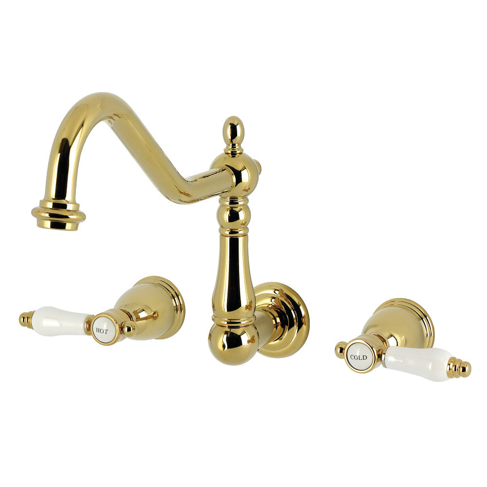 Bel-Air Wall Mount Kitchen Faucet in Polished Brass