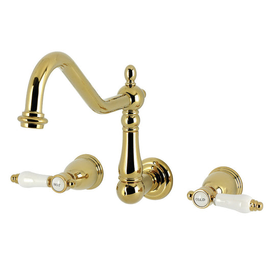 Bel-Air Wall Mount Kitchen Faucet in Polished Brass
