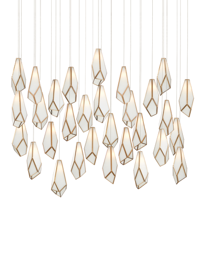 Glace White 30-Light Linear Multi-Drop Pendant
