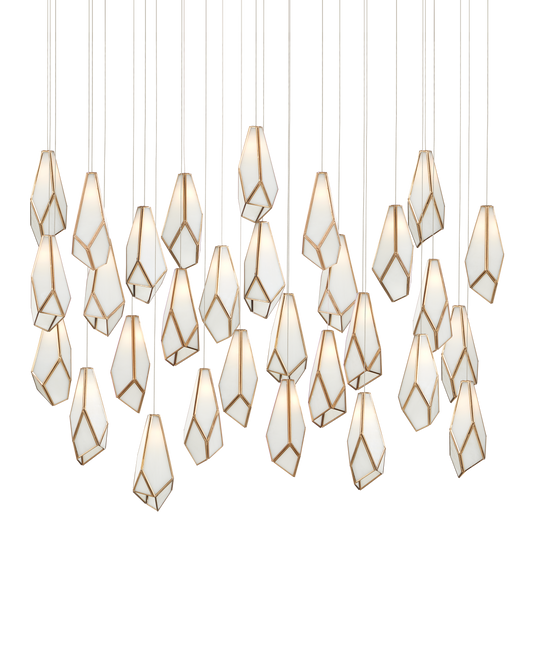 Glace White 30-Light Linear Multi-Drop Pendant