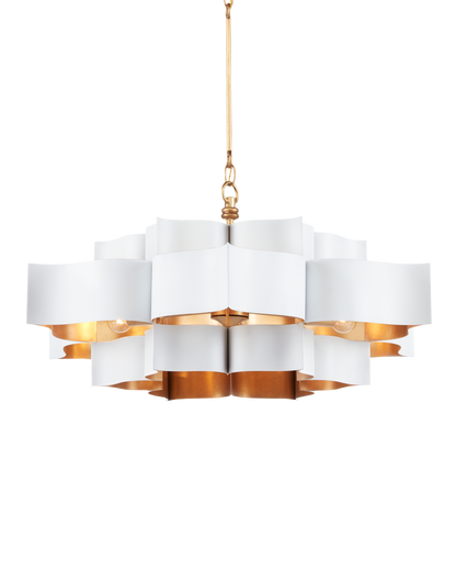 Grand Lotus Large White Chandelier