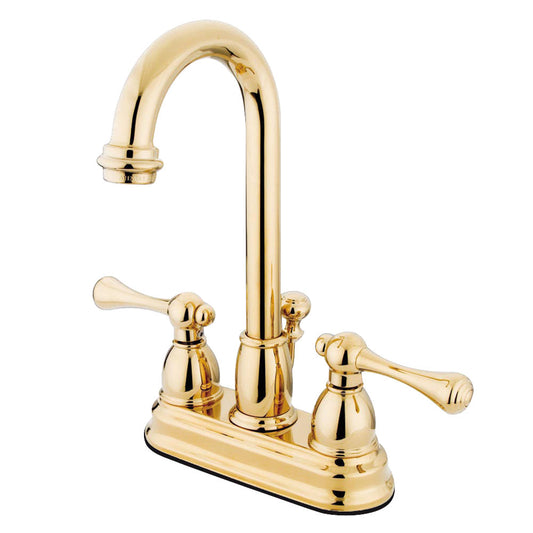 Vintage 4 Inch Centerset Bathroom Faucet in Polished Brass