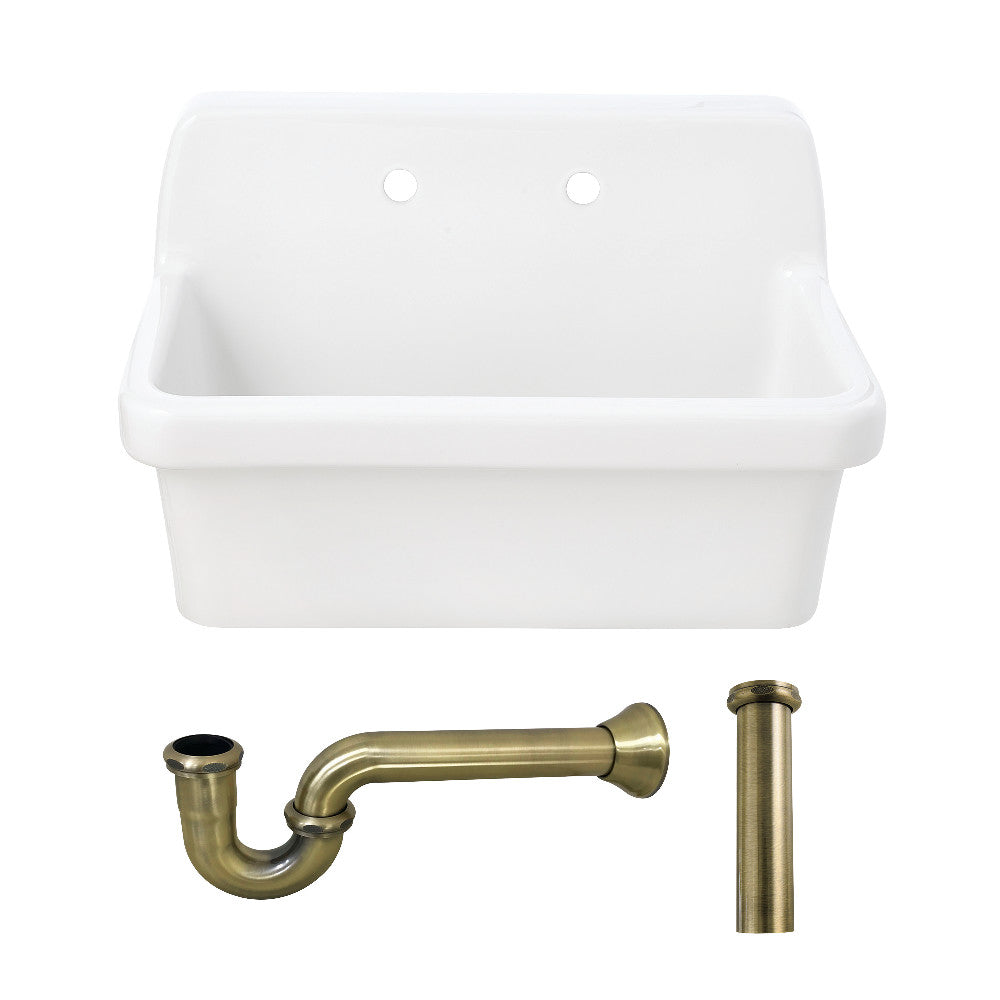 Doriteal 30.125 Inch Wall Mount Kitchen Sink in White