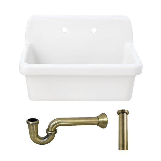 Doriteal 30.125 Inch Wall Mount Kitchen Sink in White