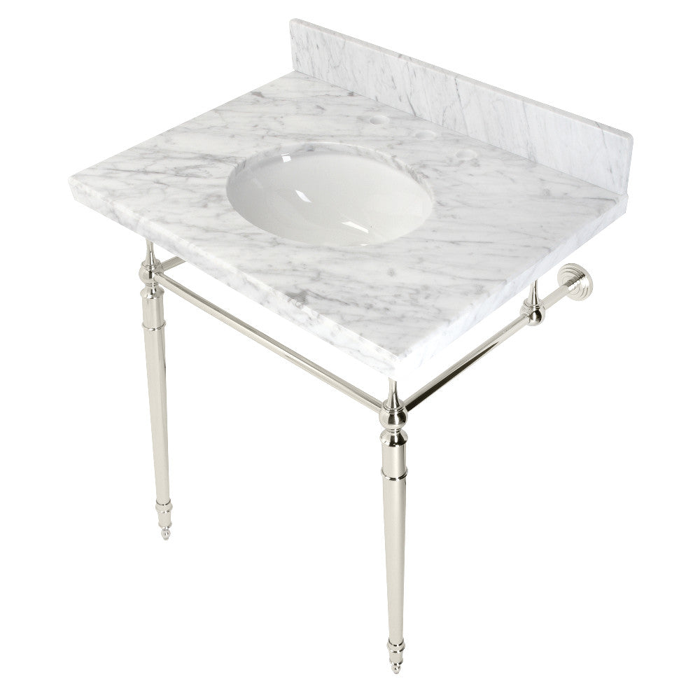 Edwardian 30 Inch Console Sink in Carrara Marble
