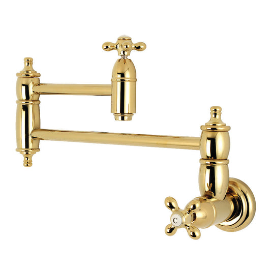 Restoration Pot Filler Faucet in Polished Brass
