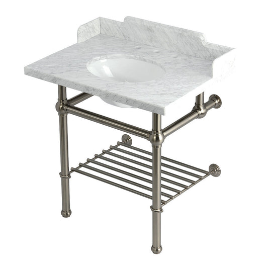 Pemberton 30 Inch Console Sink in Carrara Marble