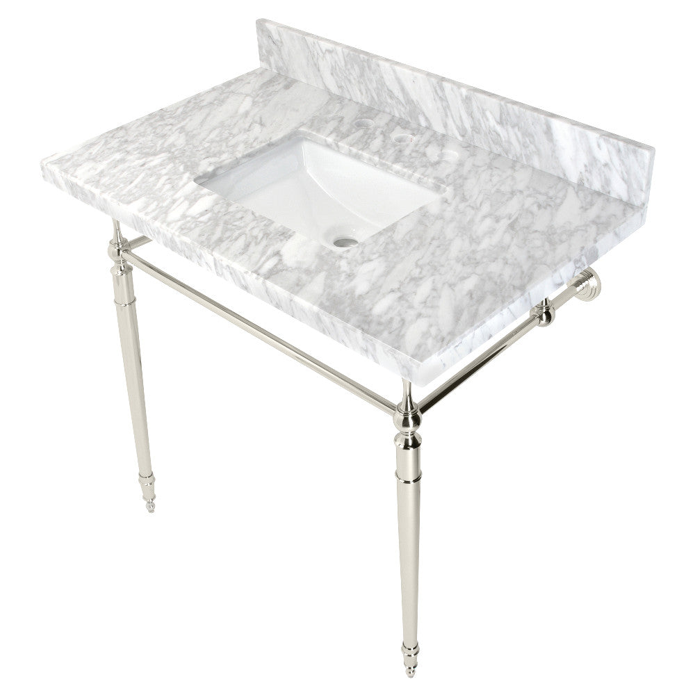 Edwardian 36 Inch Console Sink in Carrara Marble