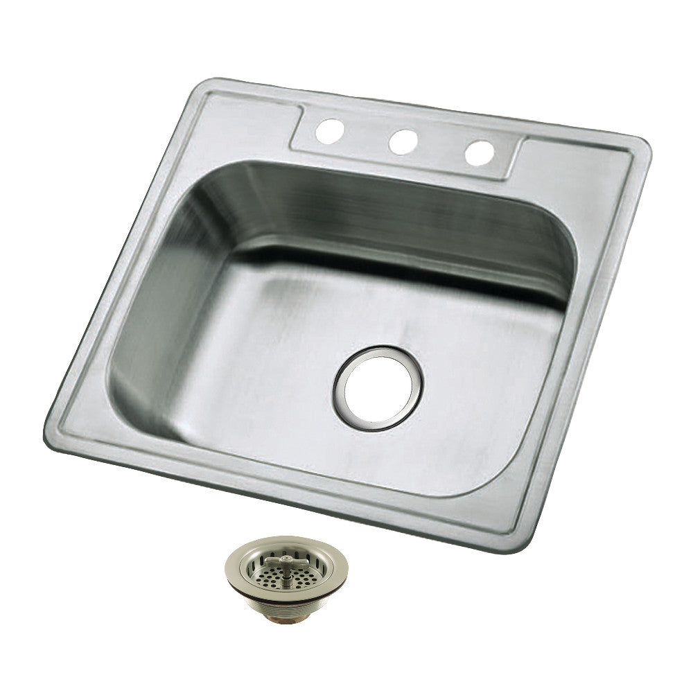 Studio 25 Inch Drop-In Kitchen Sink in Brushed Nickel