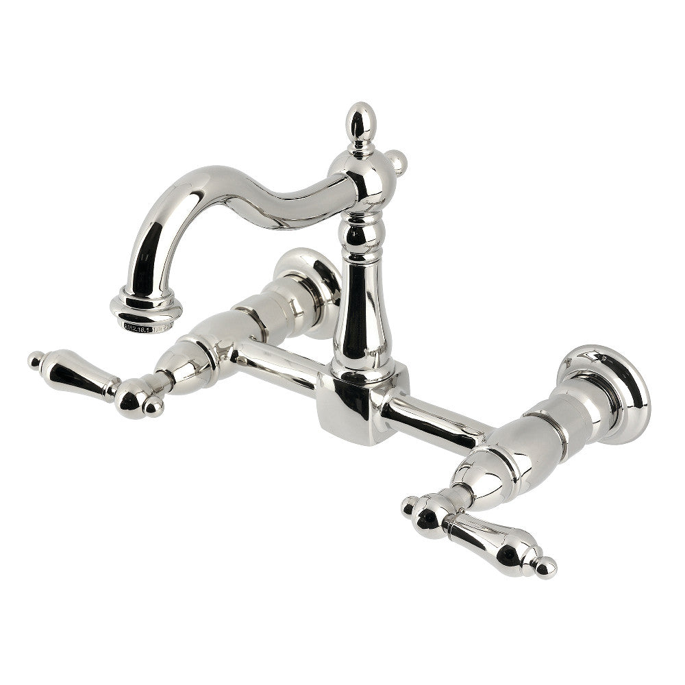 Heritage Wall Mount Kitchen Faucet in Polished Nickel
