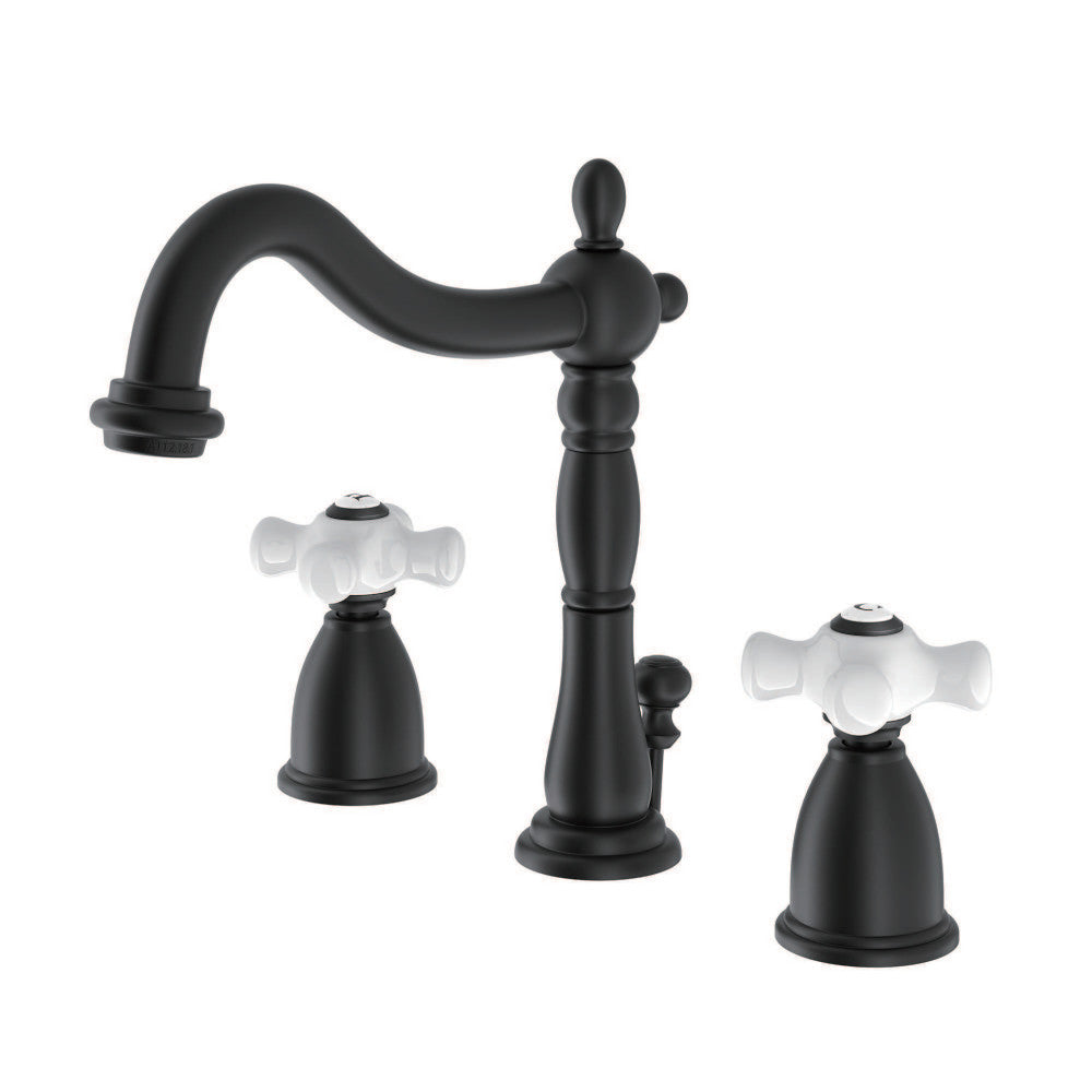 Heritage Widespread Bathroom Faucet in Matte Black