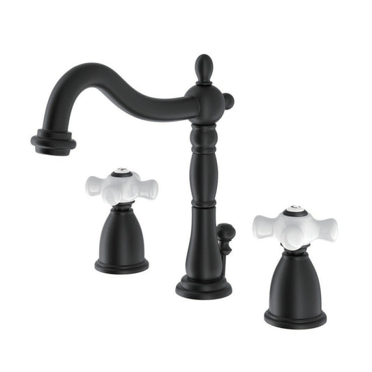 Heritage Widespread Bathroom Faucet in Matte Black
