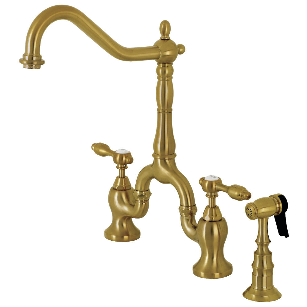 Tudor Bridge Kitchen Faucet in Brushed Brass