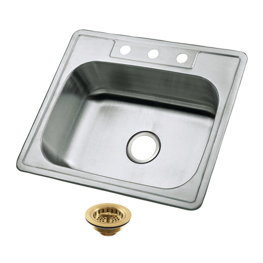 Studio 25 Inch Drop-In Kitchen Sink in Brushed Brass