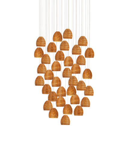 Beehive 36-Light Round Multi-Drop Pendant