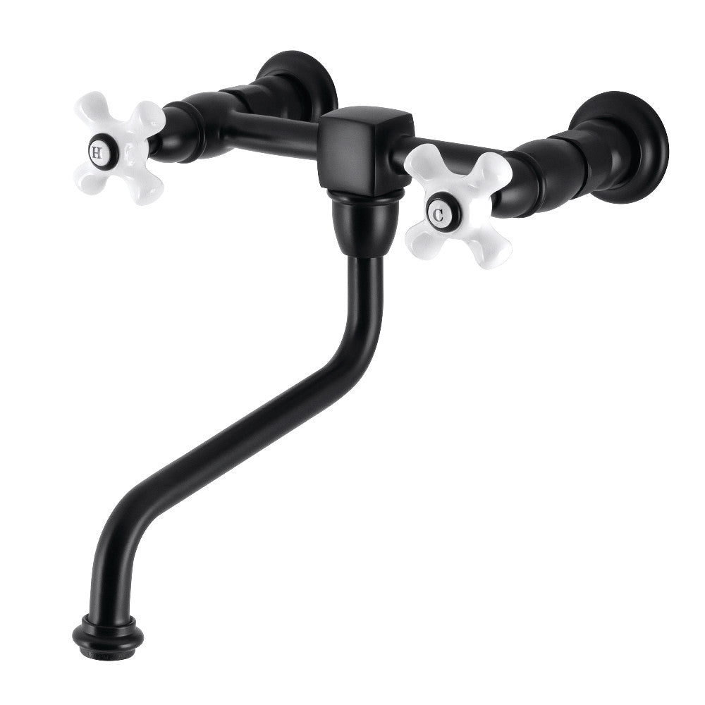 Heritage Wall-Mount Bathroom Faucet in Matte Black