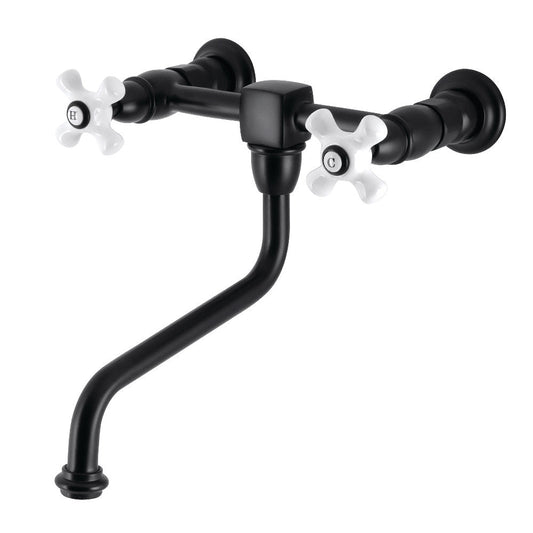 Heritage Wall-Mount Bathroom Faucet in Matte Black