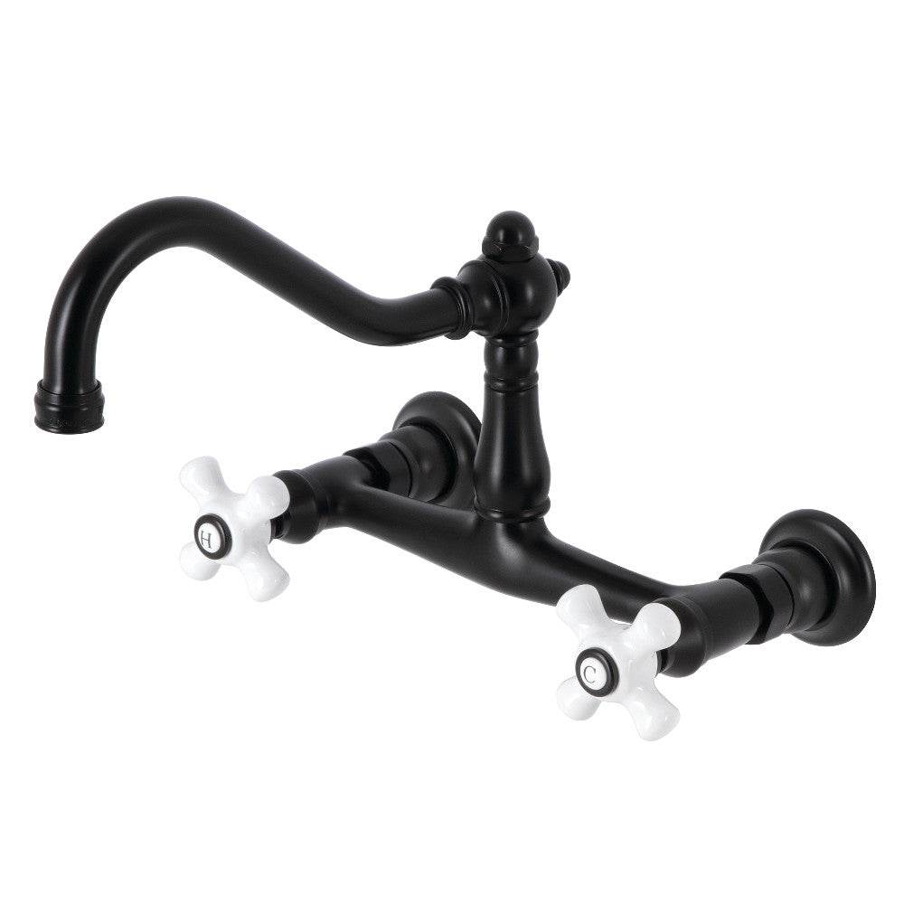 Vintage Wall-Mount Bathroom Faucet in Matte Black