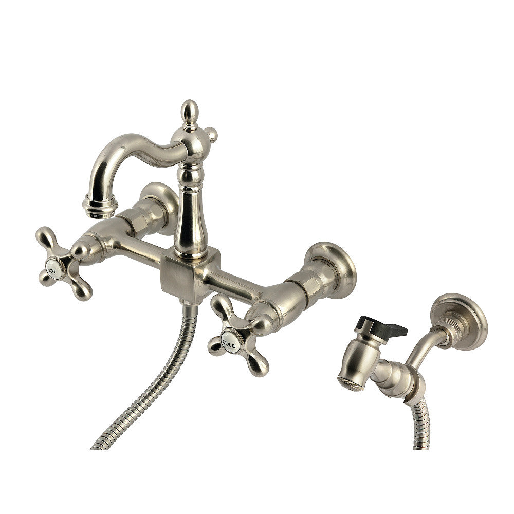 Heritage Wall Mount Kitchen Faucet in Brushed Nickel
