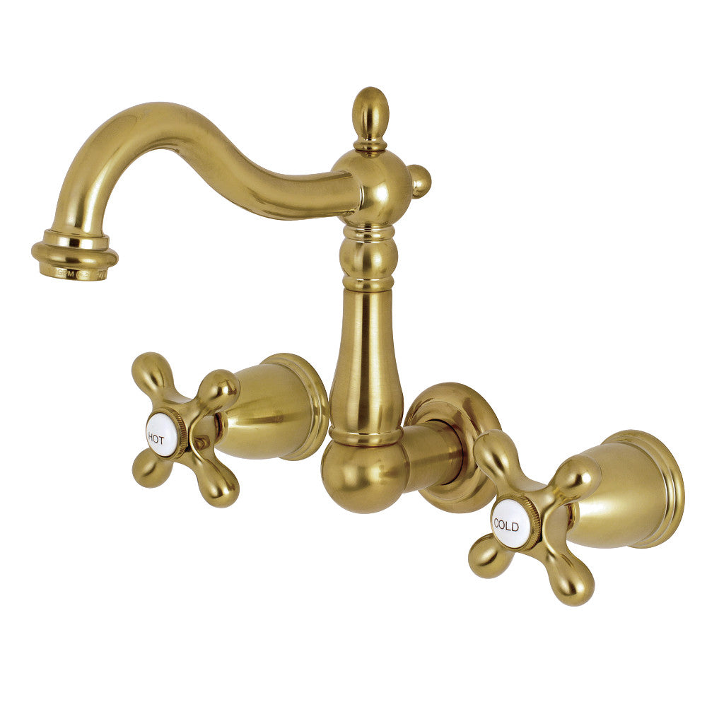 Heritage Wall-Mount Bathroom Faucet in Brushed Brass