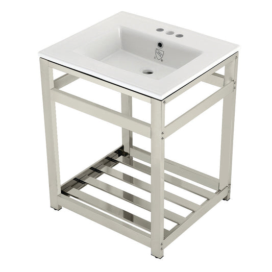 Quadras 25.19 Inch Console Sink in White
