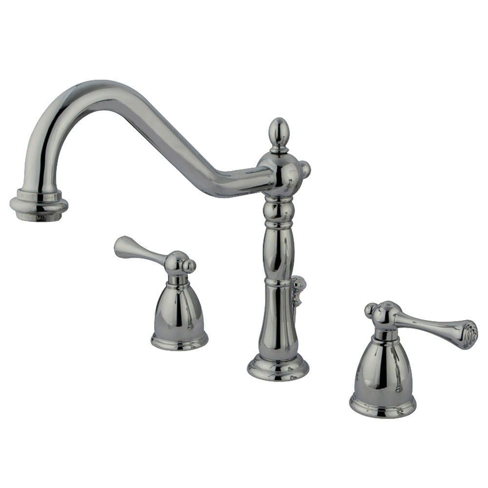 English Vintage Widespread Bathroom Faucet in Polished Chrome