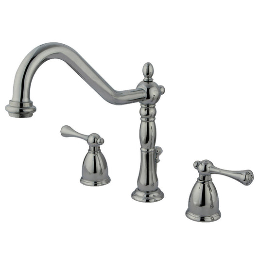 English Vintage Widespread Bathroom Faucet in Polished Chrome