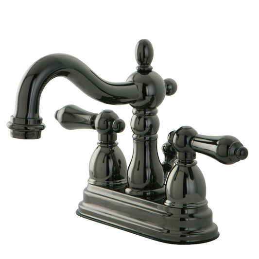 Water Onyx 4 Inch Centerset Bathroom Faucet in Black Stainless Steel