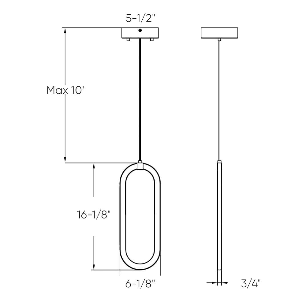 Single Vertical Oblong Pendant 16''