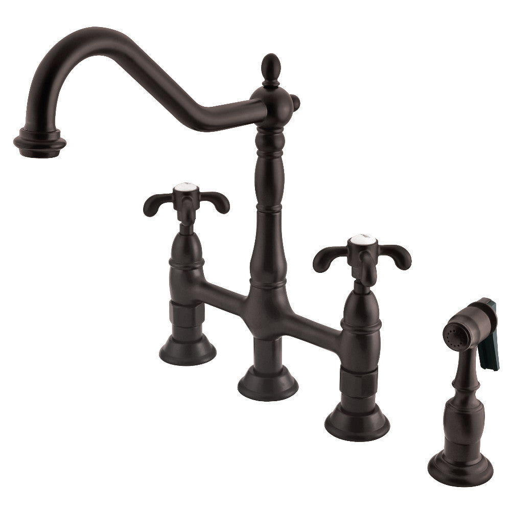 French Country Bridge Kitchen Faucet in Oil Rubbed Bronze