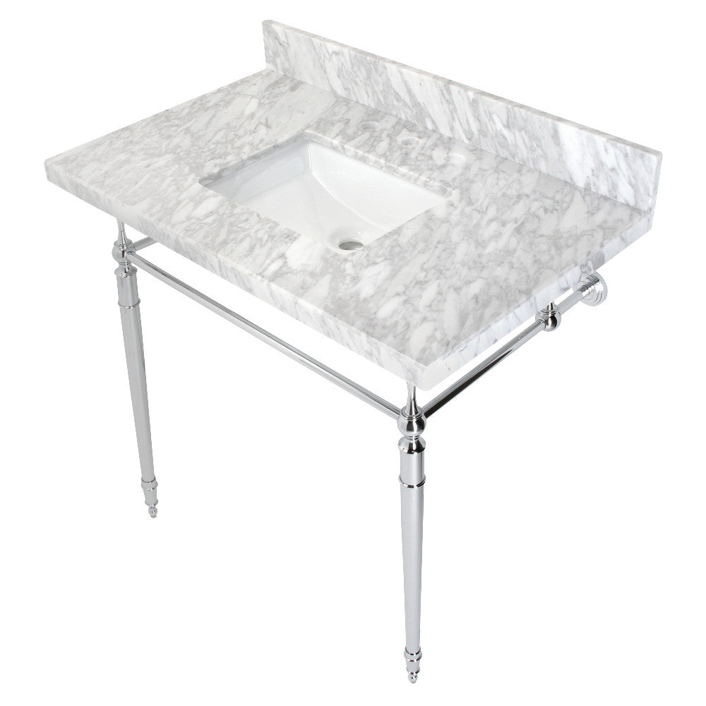 Edwardian 36 Inch Console Sink in Carrara Marble