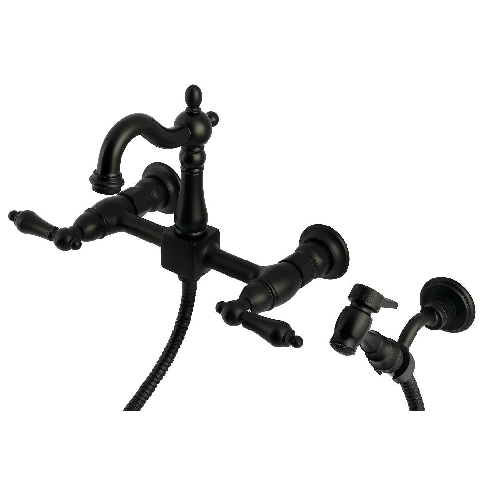 Heritage Wall Mount Kitchen Faucet in Matte Black